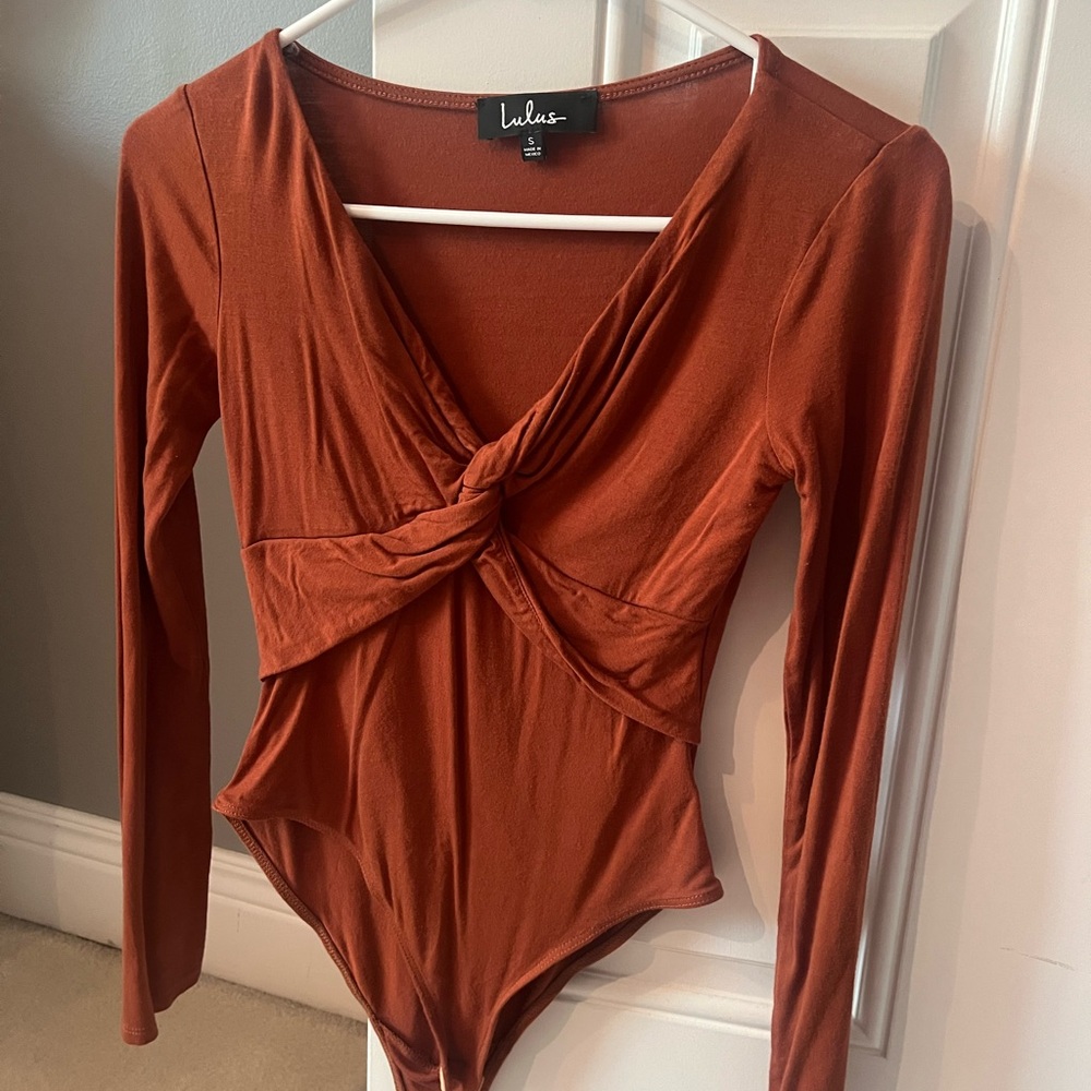 Lulu's Rust Long Sleeve Bodysuit